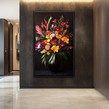 Black Background Flower Painting